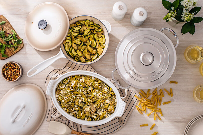 Zucchini Pesto Pasta Bake | Le Creuset
